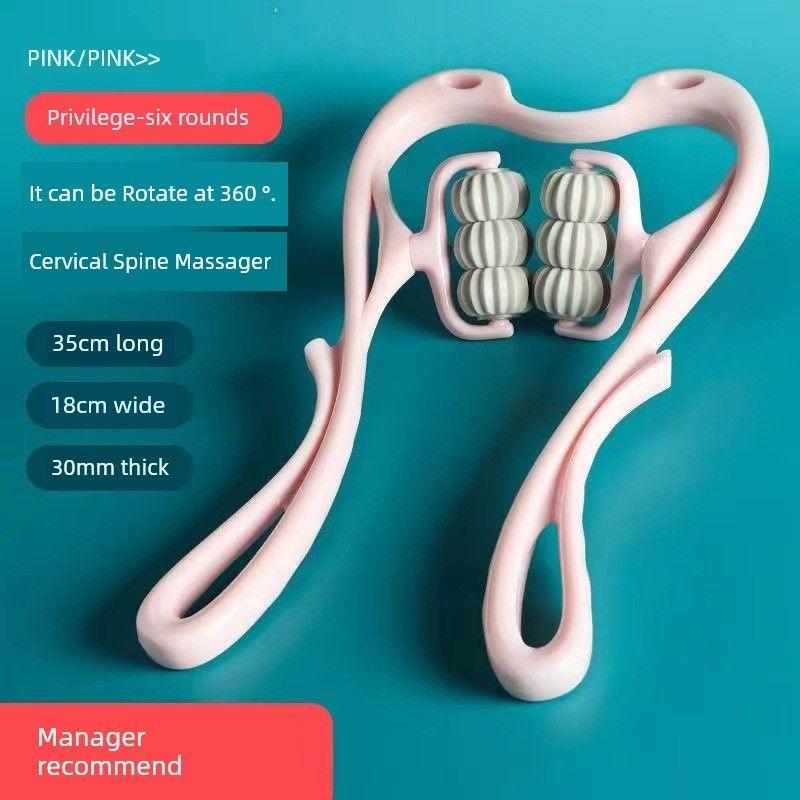 6 Wheels Neck Massager Manual Clip Neck and Neck Kneading Handy Gadget Handheld For Home Six Roller Shoulder and Neck Massage