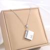 Openable Women's Sweater Chain Stainless Steel Lovers Choker Necklace Book Pendant Necklace  Couple