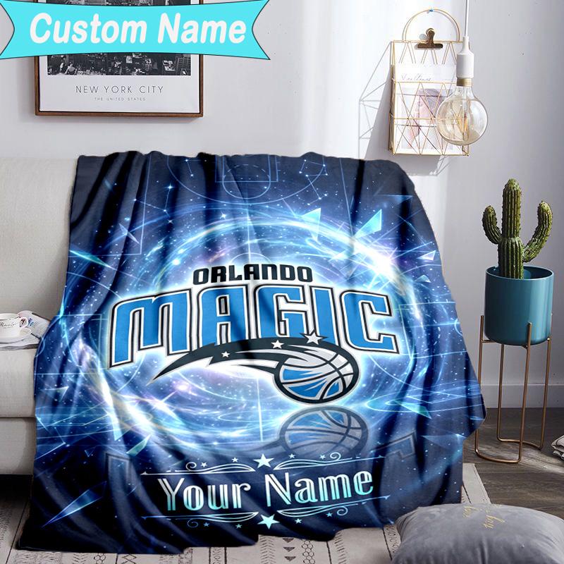 Custom Name Blanket Basketball Orlando Logo Blanket Bedding Blanket for Travel, Camping, Living Rooms, Offices, Sofas, Fan Christmas Gift