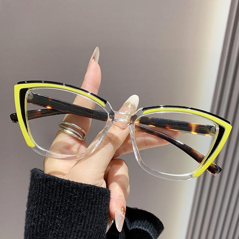 Personalized Retro Color Matching Cross-border Fashion Reading Glasses Anti-blue Light Triangle Cat's Eye Reading Glasses