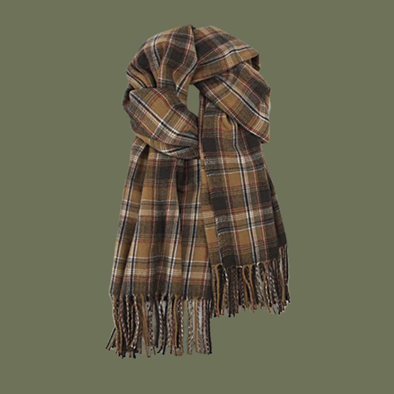 New 2025 Imitation Cashmere Women Scarf Winter Preppy Style Vintage Plaid Scarve Pashmina Mujer Foulard Blanket Wrap Shawl Pareo