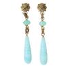 STEPHEN DWECK Flower Carving Color Stone Drop Earring Gold/BlueUsed