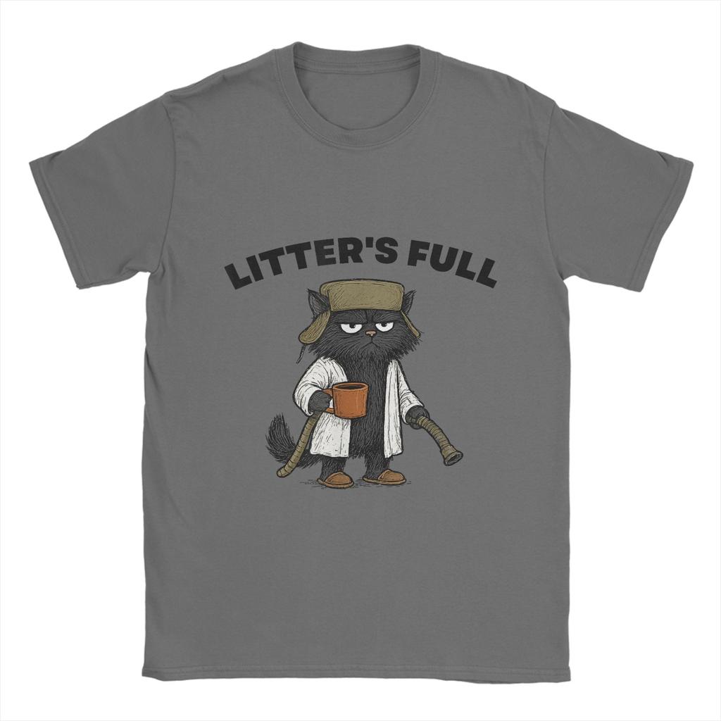 Funny Litters Full Cat  Men's T Shirts  Vintage Tee Shirt Short Sleeve Round Collar T-Shirts 100% Cotton Summer Tops