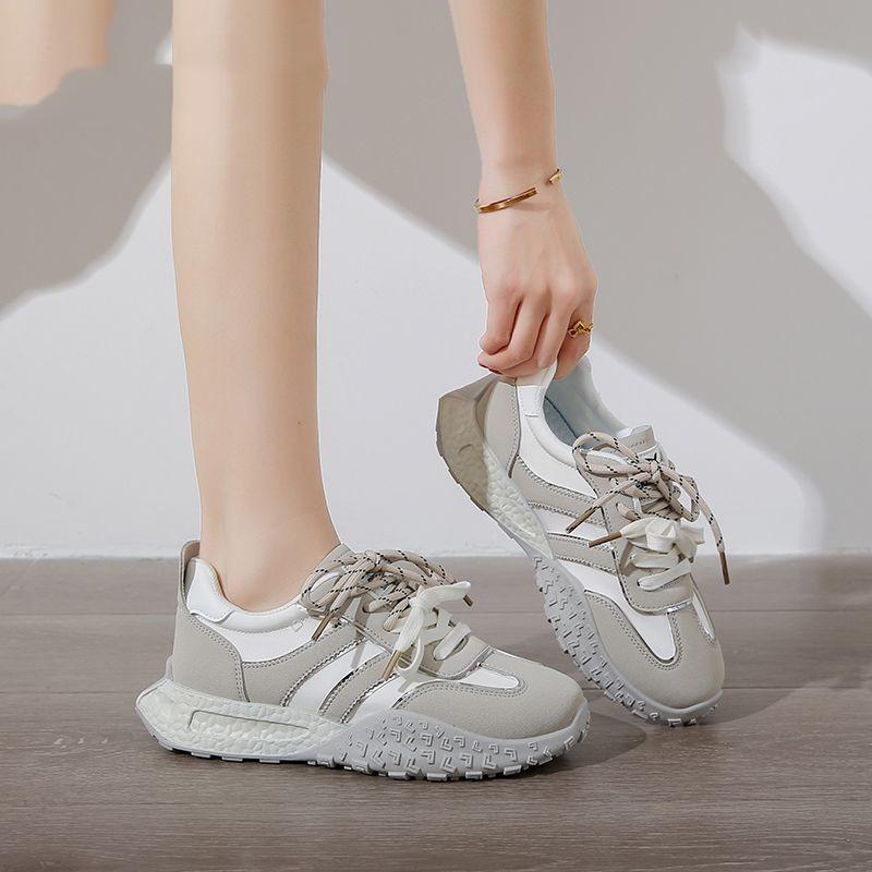 Modne Buty Sportowe Lato Nowe Okrągły Czubek Głęboki Dekolt Sznurowane Z Przodu Dopasowanie Kolorystyczne Miękkie Podeszwy Antypoślizgowe Płaskie Niskie Buty