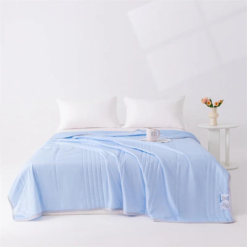 2025 new summer class A cool silk summer cool quilt single double ice cream air conditioner quilt solid color ice silk quilt 150x200cm 1pcs