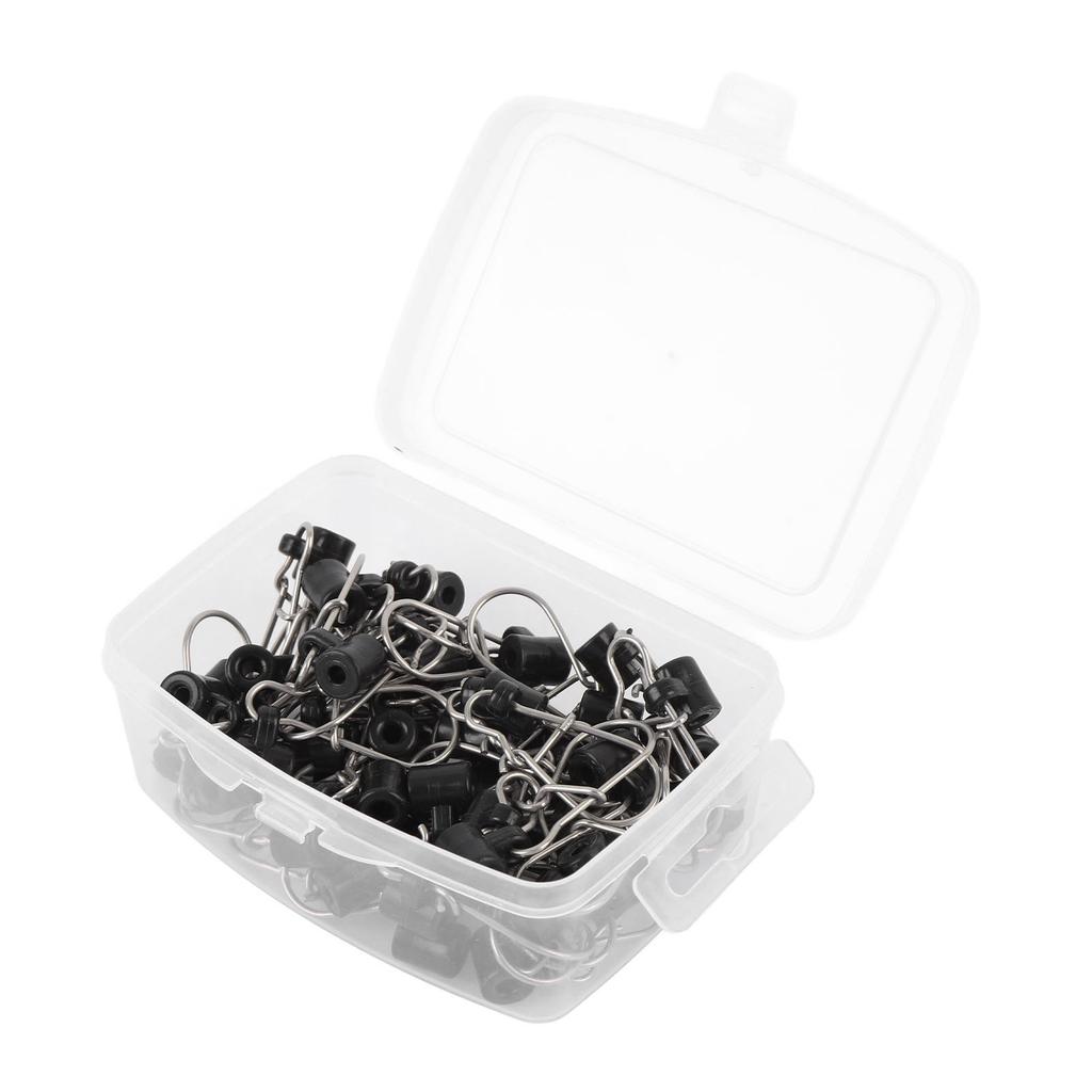 50PCS Fishing Line Sinker Slides Stainless Steel Double Lock Heavy Duty Sinker Slider with Box