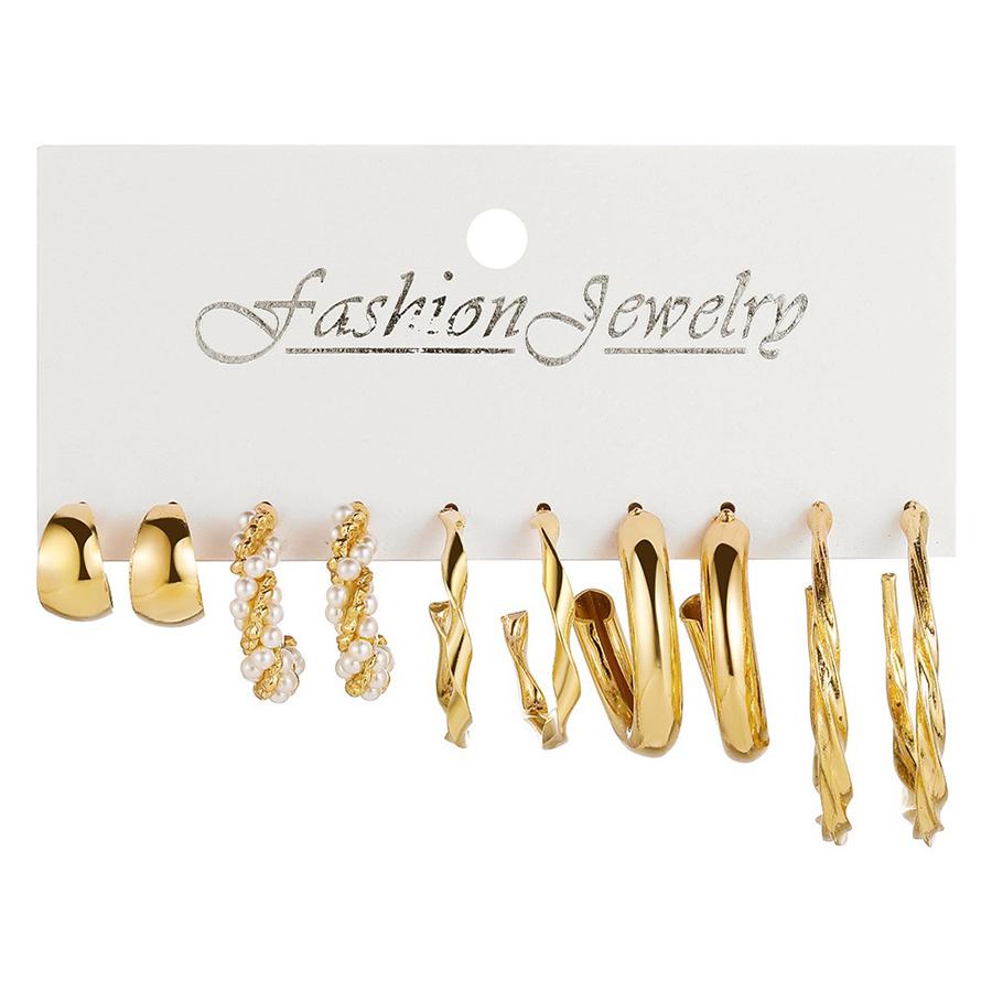 New Economical 5 Pairs Women Earrings 3 Colors 5 Sizes Fashionable Casual Accessories Great Value Wholesale Jewelry Gift for Her