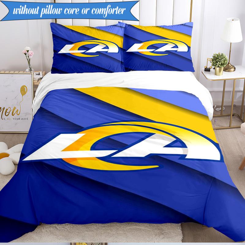 3PCS Rams Team Spirit Printed Soft Bedding Set,Including 1pc Duvet Cover And 2pcs Pillowcases Perfect for Bedroom, Dormitory, Fan gift