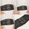 Women Vintage Elastic Waistband Waist Cincher With Double Button Buckle Twist