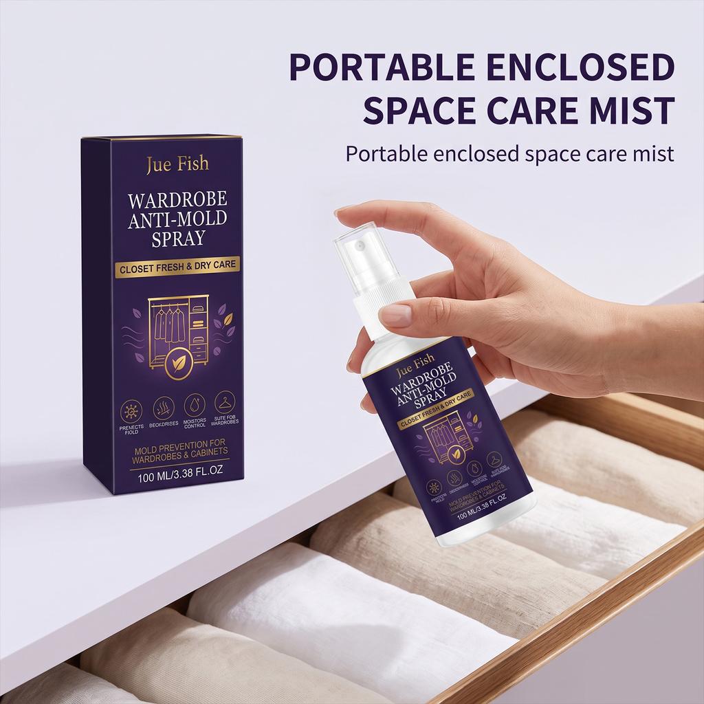 JUE FISH Closet Anti-Mold Spray Multi-Scenario Use for Clothes Shoe Cabinet Daily Care Cleaning Mold Removal Spray