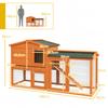 Two-Tier Rabbit Hutch with Run, Ramp, Slide-Out Tray, for Garden - Orange