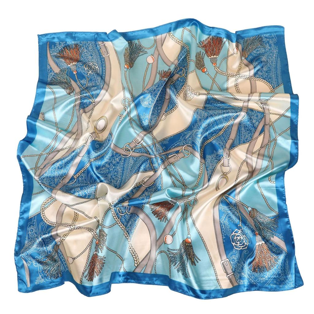 New Spring Silk Scarf Shawl Fashion Accessorries Muslim Women Head Scarf Elegant Leaves Pattern Square Scarves 90x90cm