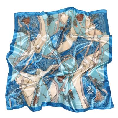 New Spring Silk Scarf Shawl Fashion Accessorries Muslim Women Head Scarf Elegant Leaves Pattern Square Scarves 90x90cm