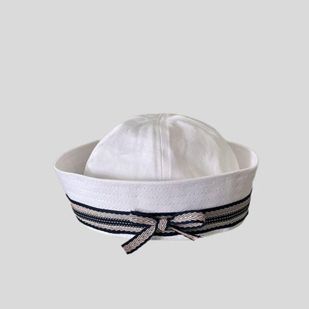 Flip Brim Bow Sailor Caps Japanese Y2k Berets Fashion Women's Navy Hat  Spring Summer
