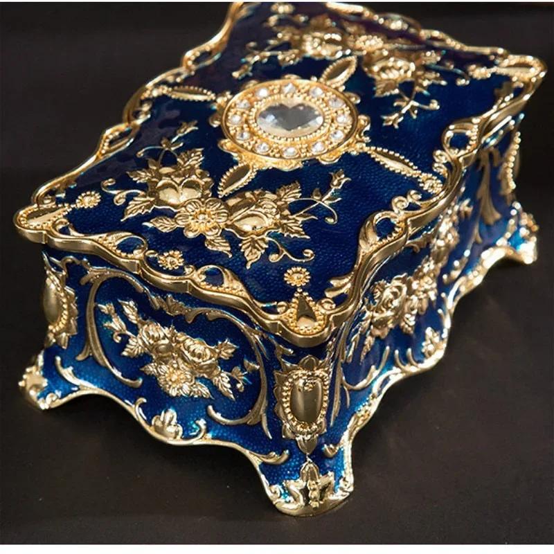 Metal Crafts European Style Retro Jewelry Box Creative High-end Ring Necklace Small Storage Gift