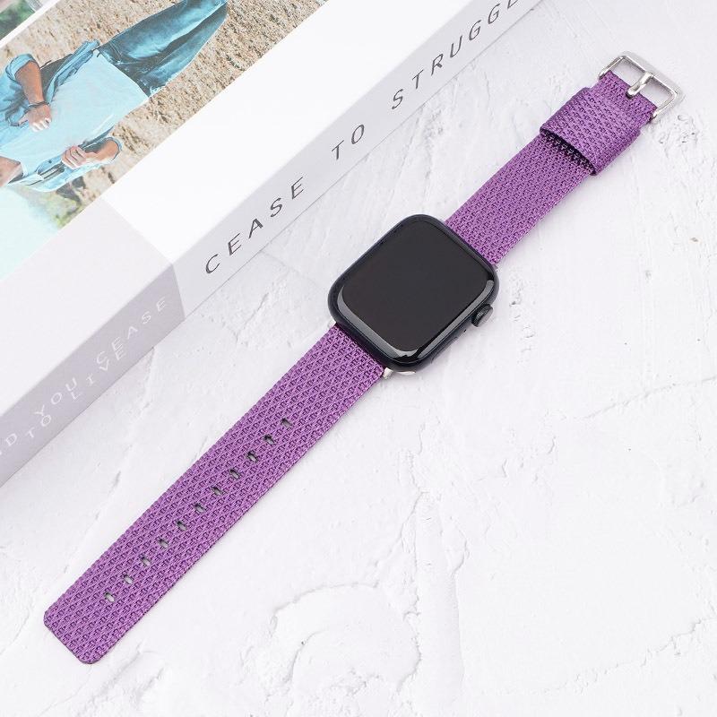Watch Band For Apple Watch Series 10 42mm/9 8 7 41mm/6 5 4 SE (2023) SE (2022) SE 40mm/3 2 1 38mm Grids Texture Nylon Strap