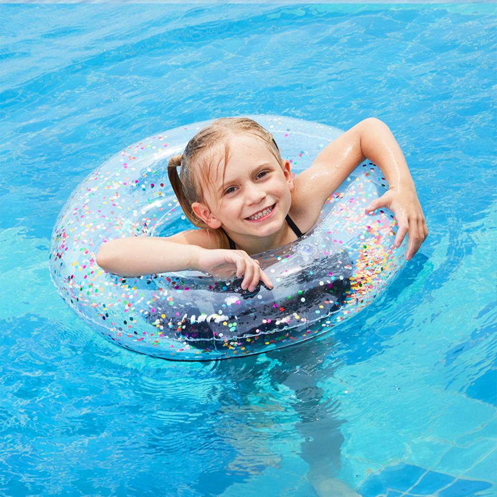 Transparent Glitter Pool Foats Swimming Ring Adult Children Inflatable Pool Tube Giant Float Boys Girl Water Fun Toy Swim Laps