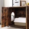 Large Cat Litter Box Enclosure with Storage Shelf, Wooden Cat House with Scratch Pad, Sturdy Indoor Pet Cabinet with 2 Doors for Odor Control, Brown