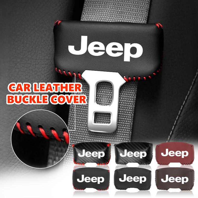 Car Seat Belt Buckle Plug Leather Car Seat Belt Clip Protective Covers For uhf9 Grand Cherokee Wrangler JK Renegade Gladiator rf3