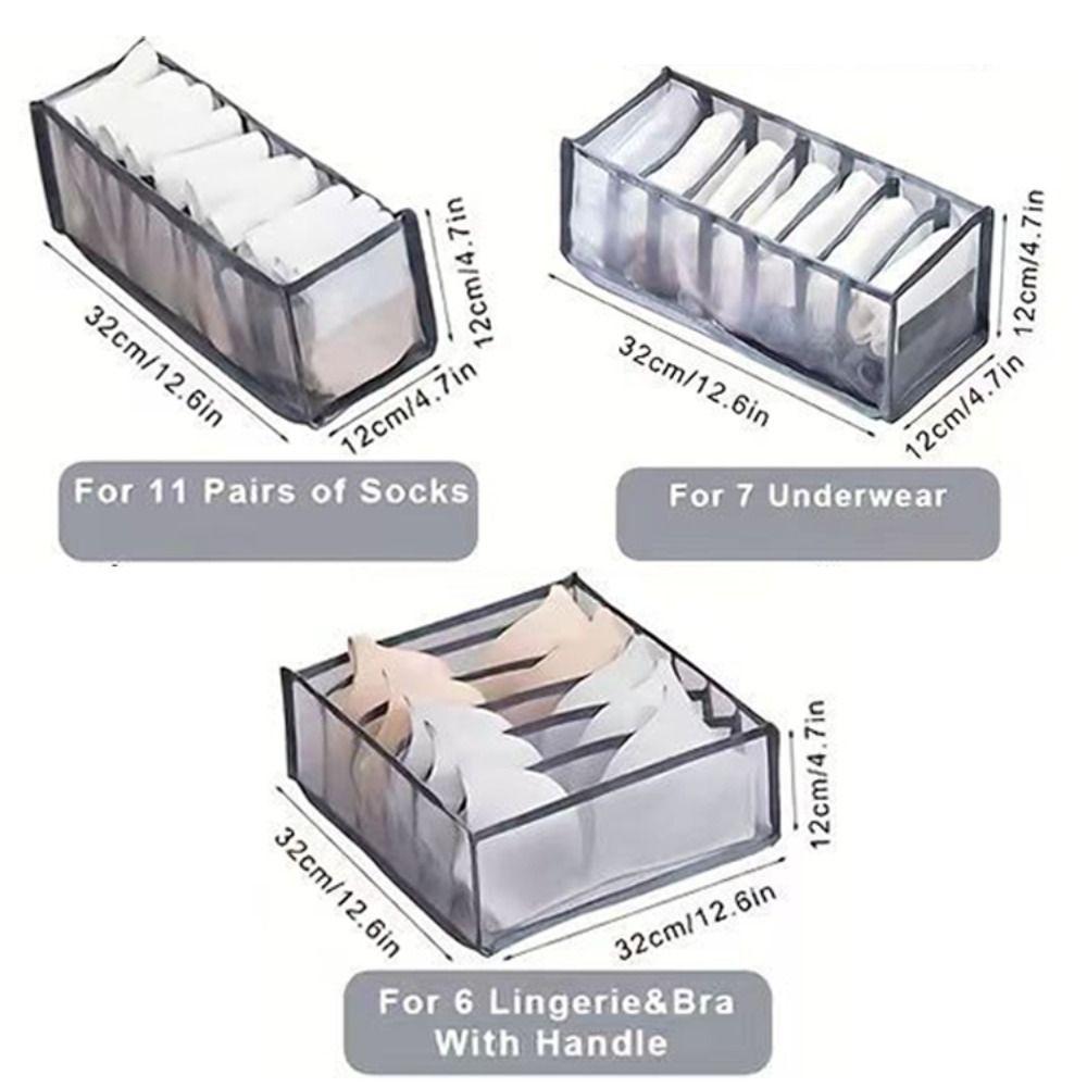 3PCS Washable Home Organization Drawer Divider Foldable Underwear Scarf Storage Pouch  Home & Living
