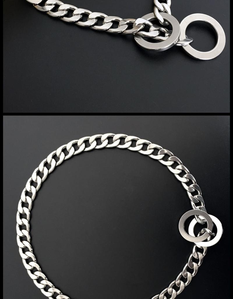 Halsband aus Edelstahl P-Kette Flach geschweißt Poliert Nicht geklippt Hundetrainingshalsband