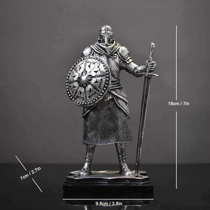 Nordic Victory Knight Resin Figurine: High-End Vintage Office Decor