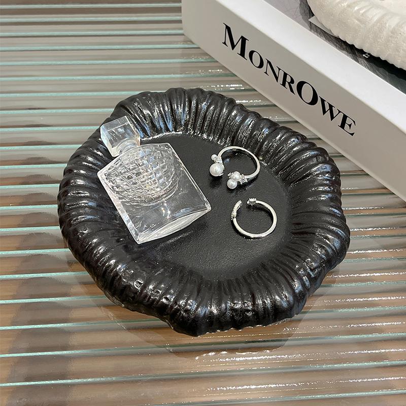 Irregular Circular Frosted Ceramic Jewelry Storage Tray Decoration Bedroom Dressing Table Rings Earrings Bracelets Display Tray