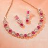 Estele – Halsketten-Set aus Roségold mit funkelnden Zirkonia- und Rubinen für Damen