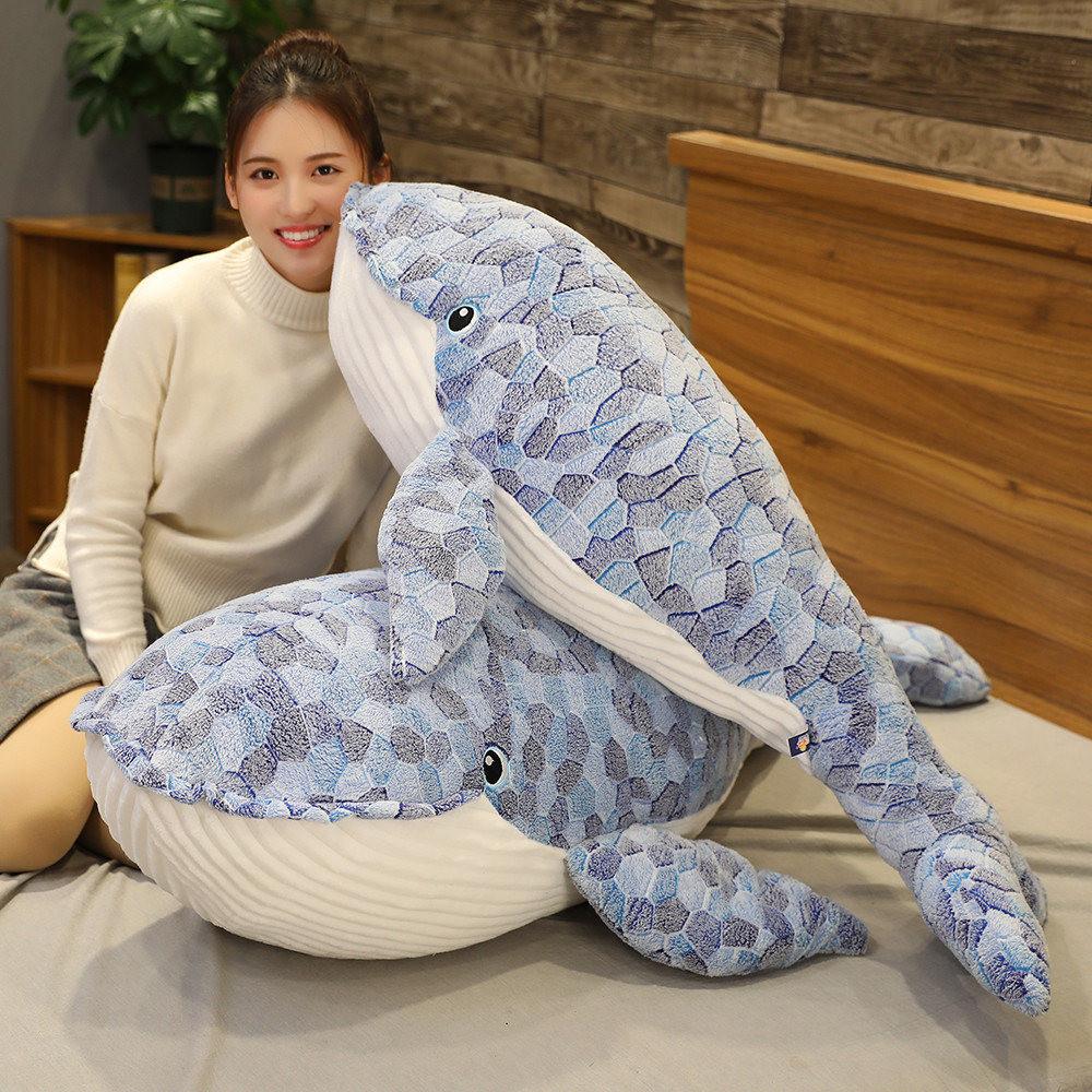 Cartoon Blue Big Whale Plush Toy Cute Sleeping Pillow Girl Birthday Gift Doll