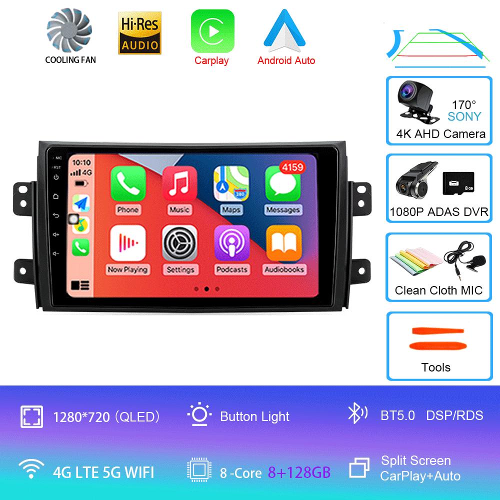 Car Radio Android 14 Carplay for Suzuki SX4 2006-2013 Fiat Sedici 2005-2014 Navigation Multimedia Video Player Audio 2din Stereo