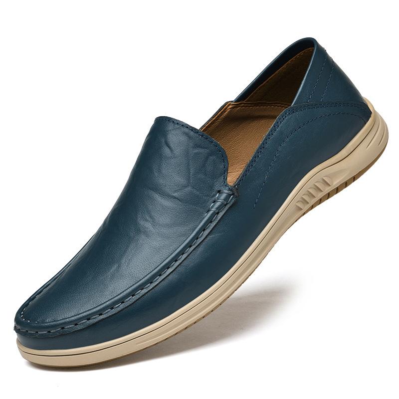 

Летняя деловая повседневная обувь закрывает ноги, ленивая мужская осенняя обувь в британском стиле из первого слоя коровьей кожи, перфорированная летняя кожа 45