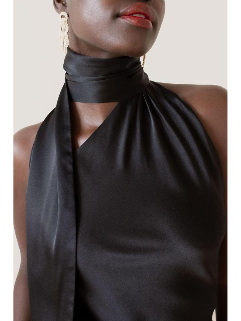 Elegant Cross-Border Satin Dress: Sexy Backless Short Skirt with Adjustable Halter Neck