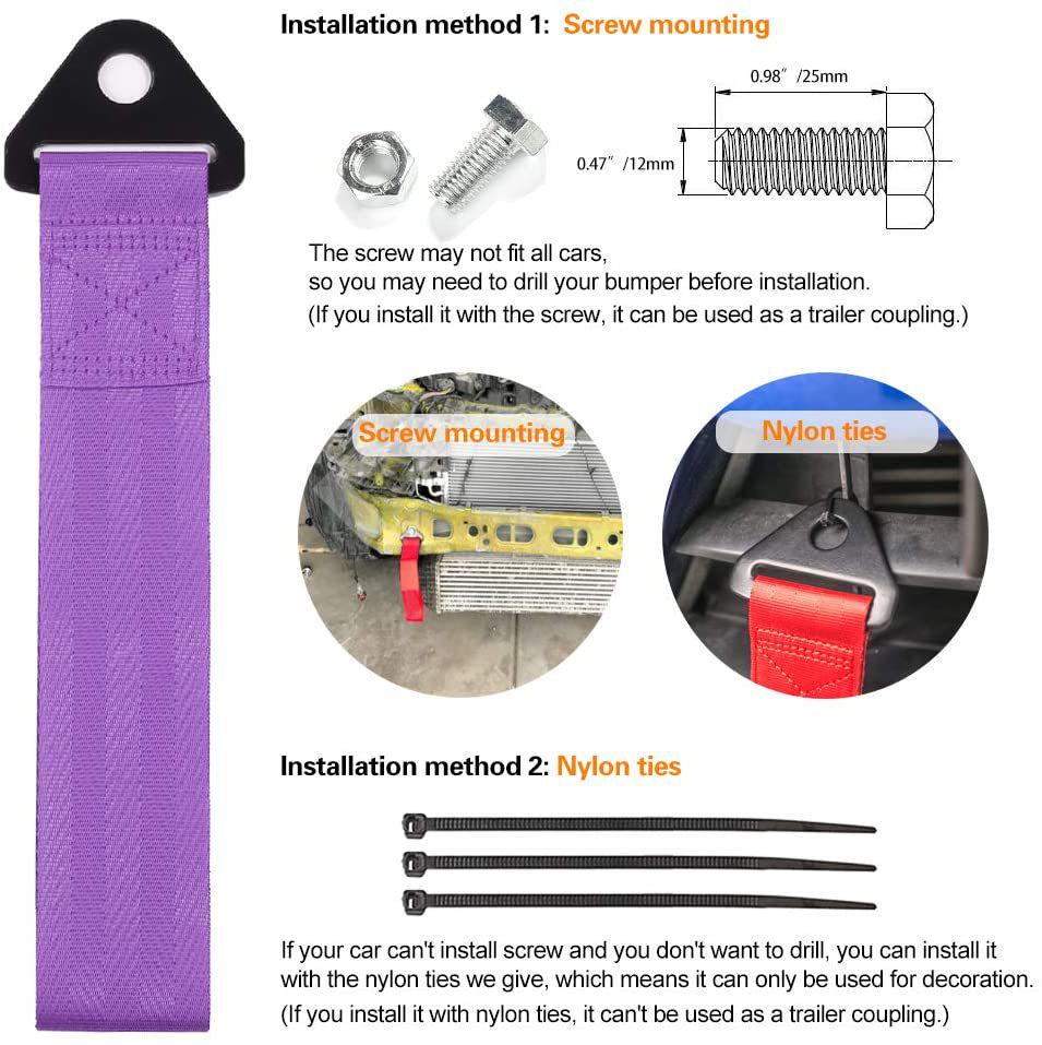 Universal 24.5cm High-Quality Racing Tow Strap - Exterior Decoration Auto Parts
