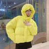 Winter Fashion Loose Women Short Bread Coat with Flower Hooded Warm Thicken Jacket