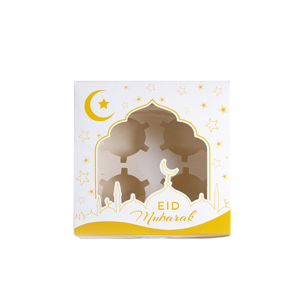 2PCS Eid Mubarak Candy Boxes Open Window Cookie Packaging Gift Boxes Muslim Islamic Festival Party Decor Ramadan Kareem Supplies