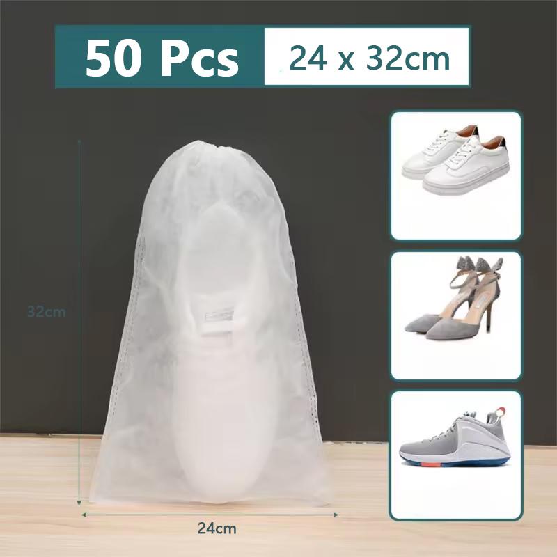 50 Pcs Breathable Dust Covers Non-Woven Dustproof Drawstring Clear Storage Bag Travel Pouch Shoe Bags Drying Shoes Protect 1828₽