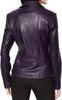 Jaqueta Feminina de Couro Legítimo de Cordeiro Roxo Motociclista Slim Fit Estilosa