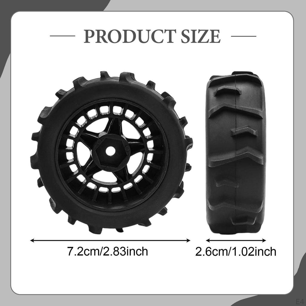 4 Pieces All Terrain RC Wheels Replacement 2.8x1inch for 1: 14 Scale Sturdy Accessory Easily Install