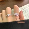 Non-Fading Korean Heart Pink Zircon 925 Sterling Silver Ring for Women