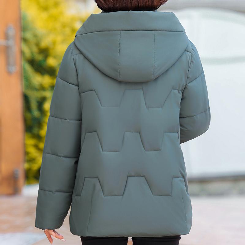 Jaquetas de Senhora de Meia Idade Casacos Curtos de Inverno com Capuz Elegantes Quentes Grossos Tamanho Plus Parkas para Mulheres Agasalhos