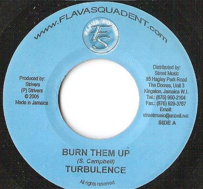 7inch Record TURBULENCE / TOMMY GUNNZ - Burn Them Up / Pure And Clean NONE Flava Squad Ent 2005 Jamaica Reggae, Ska & Dub Used
