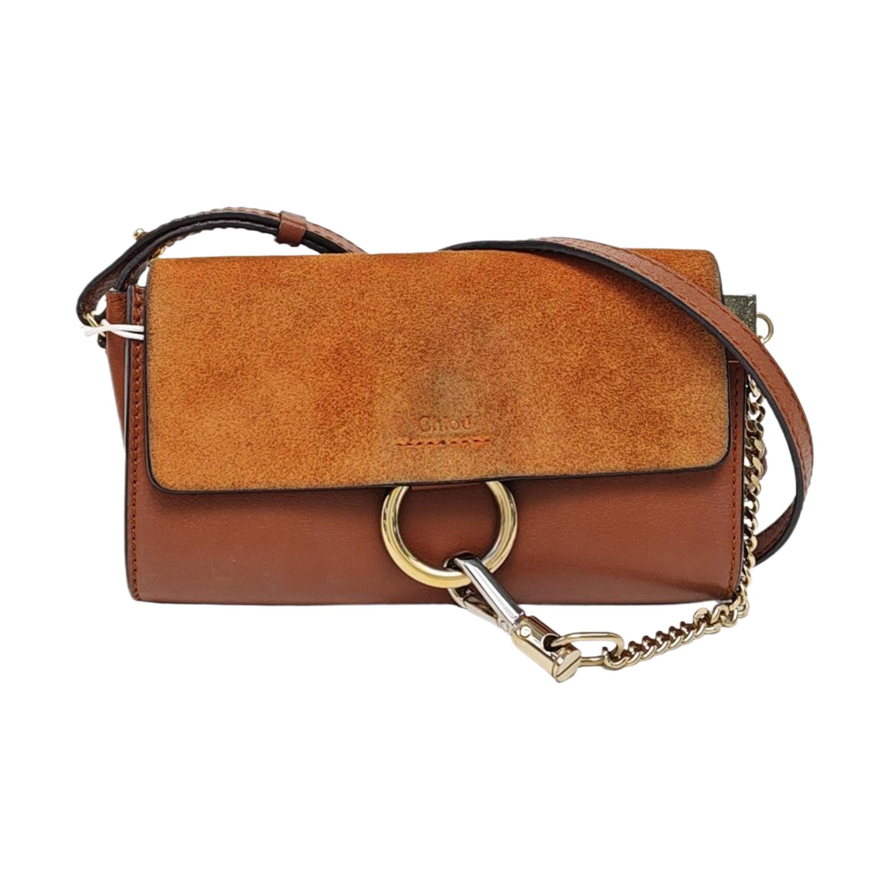 [Pre-Owned] Faye Brown Leather Shoulder Bag With Gold And Silver Hardware And Detachable Strap - Good #1X2J60U ONE SIZE