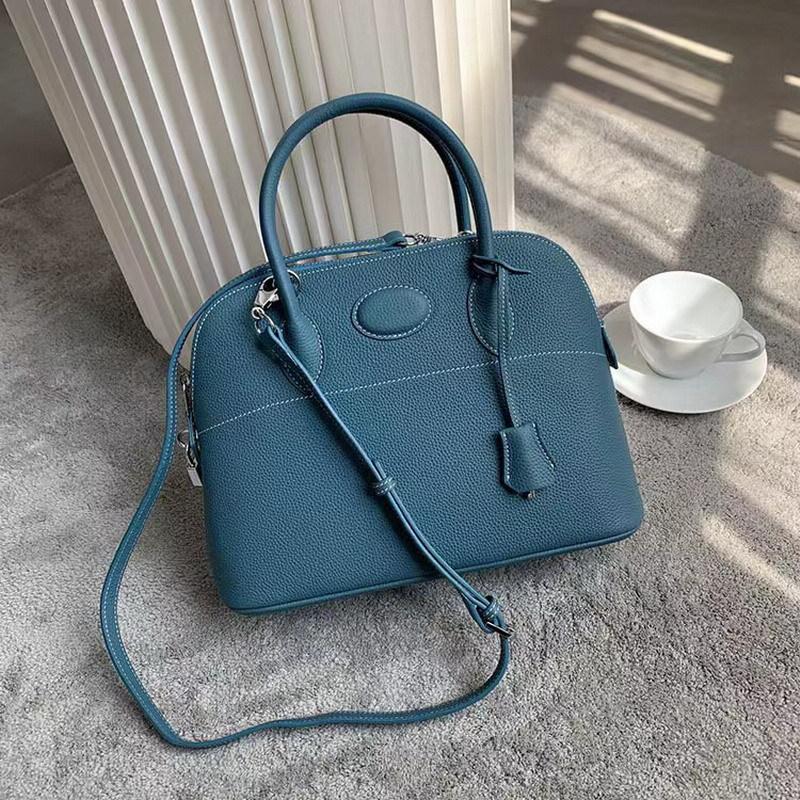 Tasche mit Litschi-Muster Neue Tasche Groß Leder Großes Fassungsvermögen Kopfschicht Rindsleder Bowling Damentasche