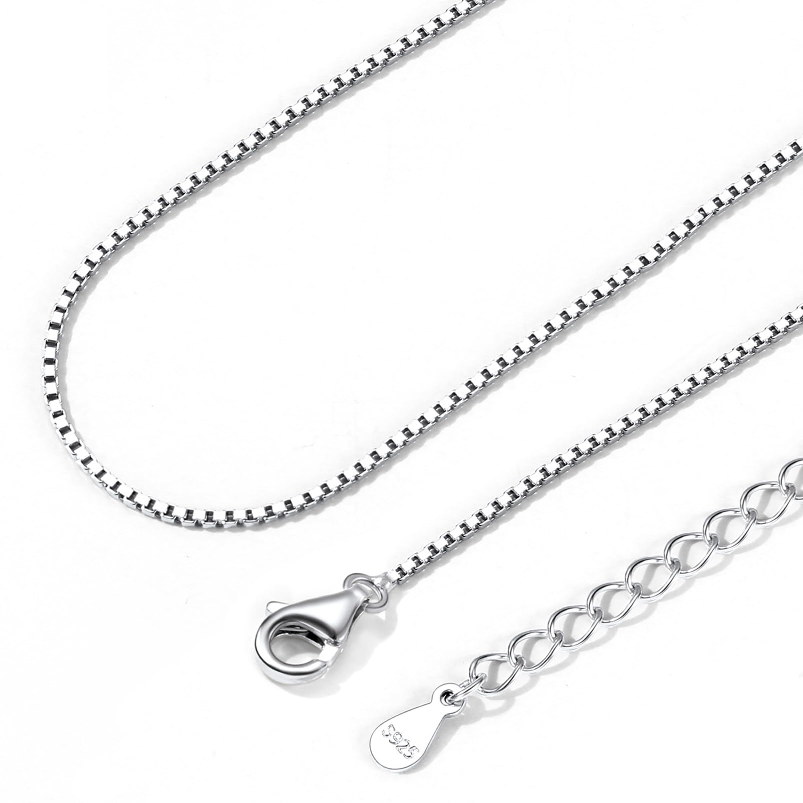 

[ChainsHouse] Sterling Silver 925 Necklace, Women s Chain Only, Men s Venetian Chain, Hypoallergenic, Thin (1mm, 45cm + 5cm)