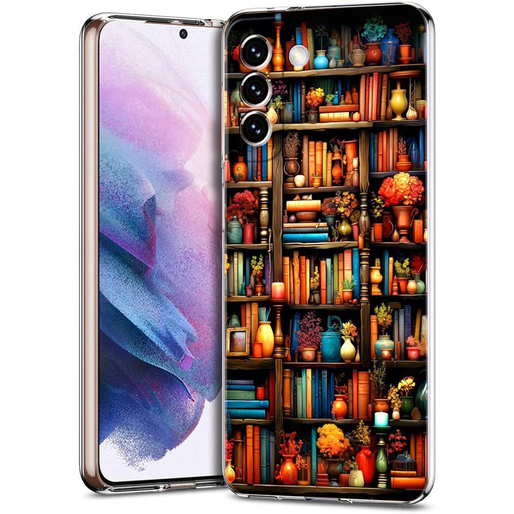 Read Books illustration Transparent Cover for Samsung Galaxy S24 S23 S22 S20 S21 FE Ultra S24 S23 S10 S10E S9 Plus 5G Phone Case