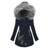 Women's Long Sleeve Hooded Padded Jacket with Zipper Pockets