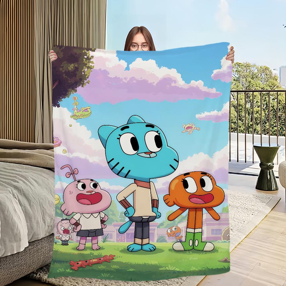cartoon funny art Flannel warm soft plush blanket sofa living room hogar of G-gumball bedroom W-world travel gift home A-Amazing