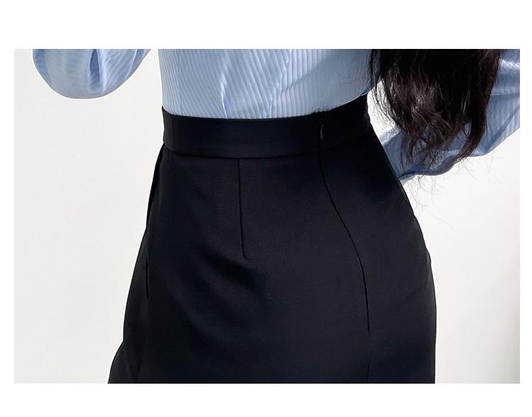 2025 Spring/Summer Women's Professional A-line Black Skirt, Slim Fit, Mid-Length, Ideal for Teachers