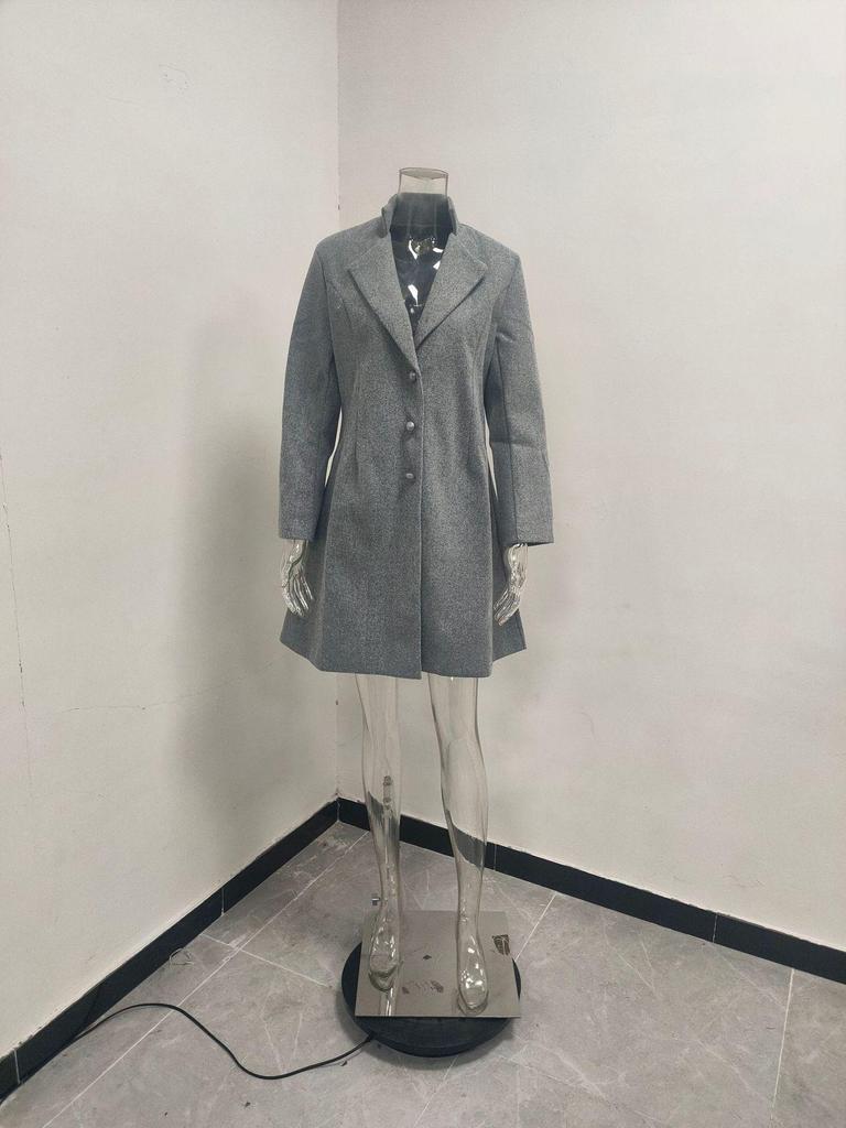 Women's Mid-Length Korean Style Slim Fit Woolen Winter Coat