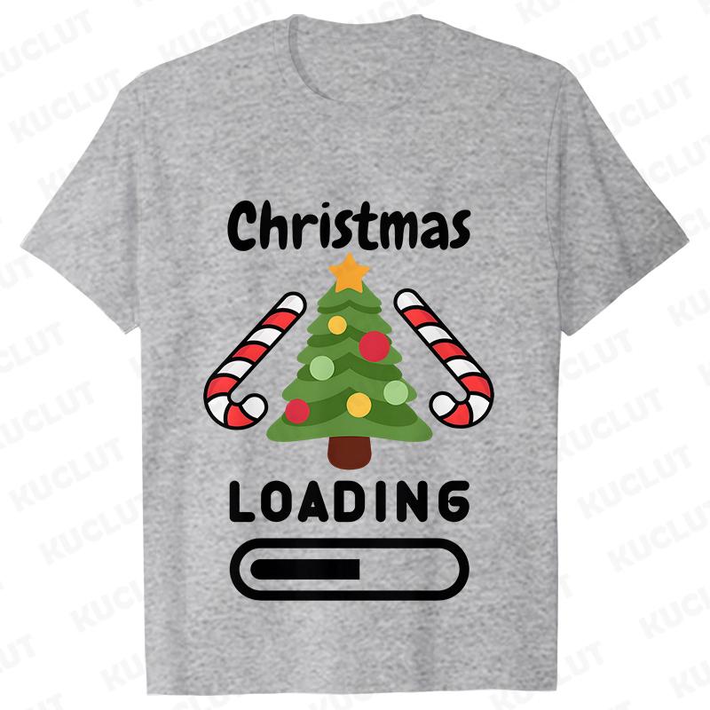 Christmas Loading Graphic TShirt Men Clothing Xmas Short Sleeve Tees Happy New Year Tshirt Trendy Merry Christmas Y2k Tops